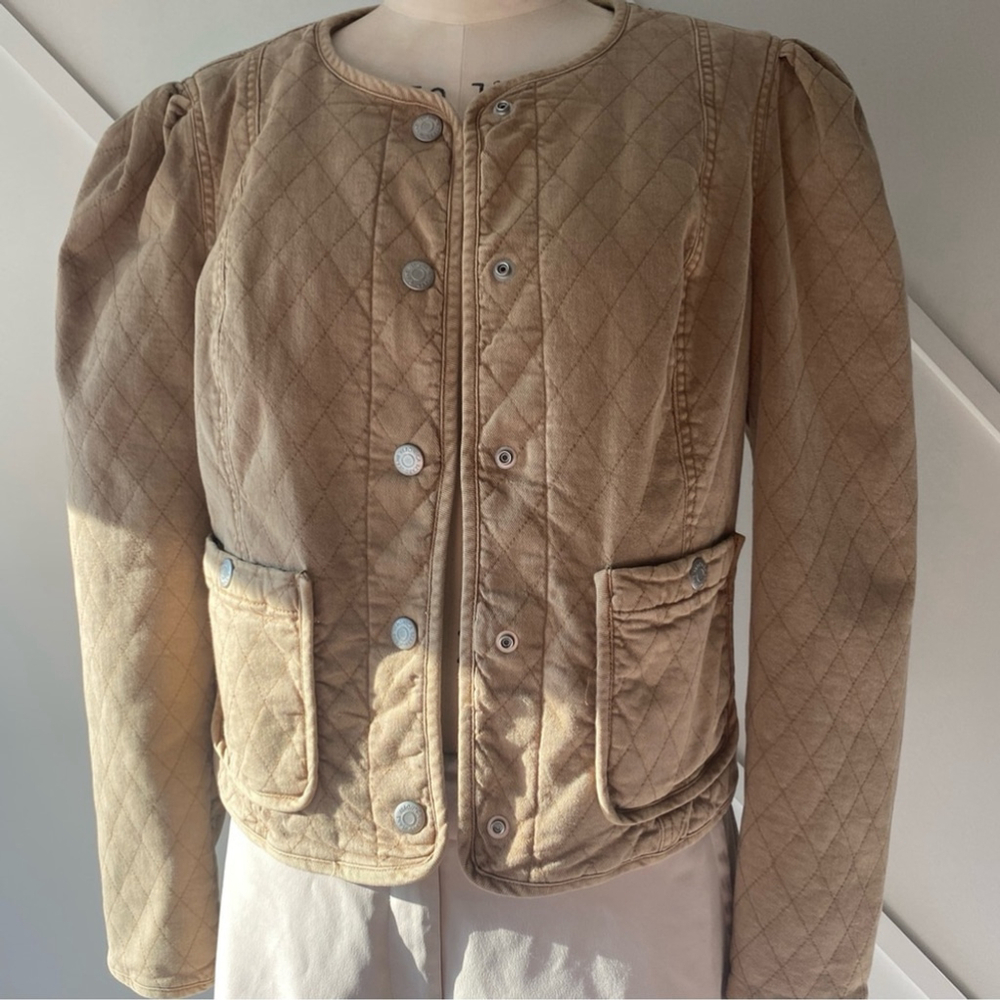 Veronica Beard Camilla Quilted Jacket Tan - S - Picture 6 of 14